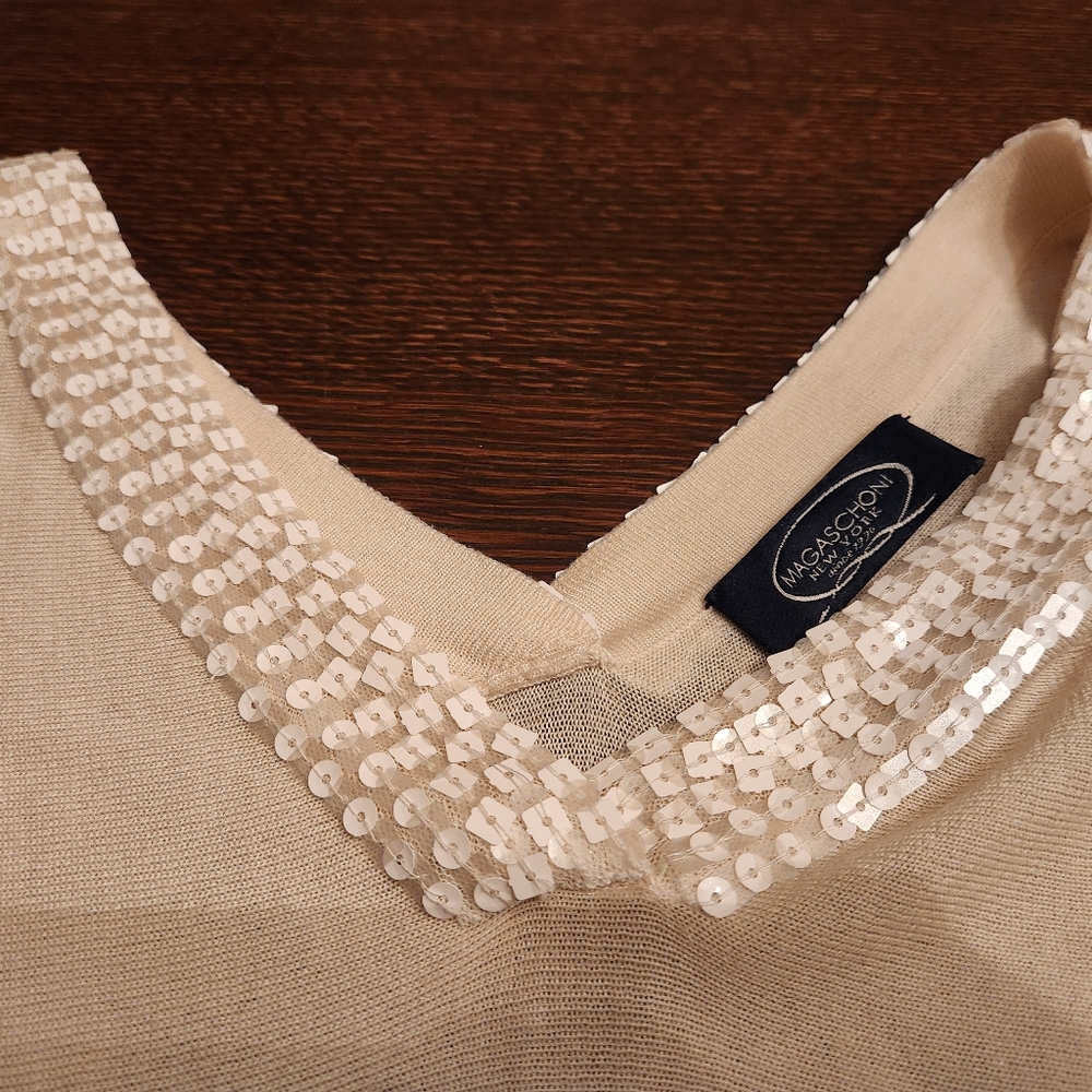 Cashmere silk blend sweater with sparkled V neck
